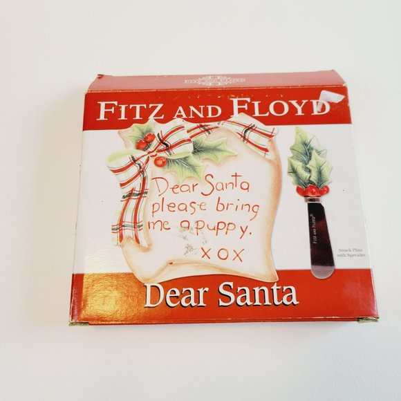 Fitz & Floyd Dear Santa Snack Plate & Spreader, 2009 Christmas Bring Me A Puppy - Picture 13 of 13